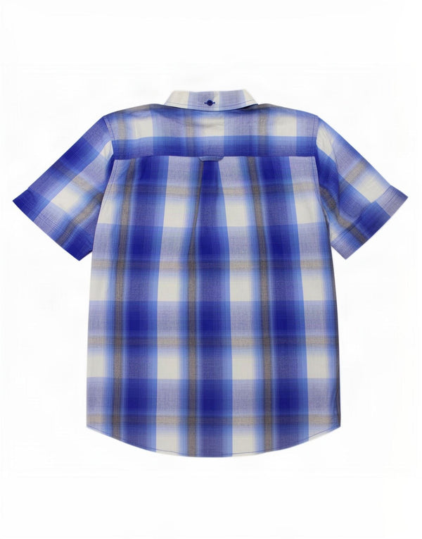 Ben Sherman Camisa de manga corta para niño 10-11 años Algodón a cuadros azul