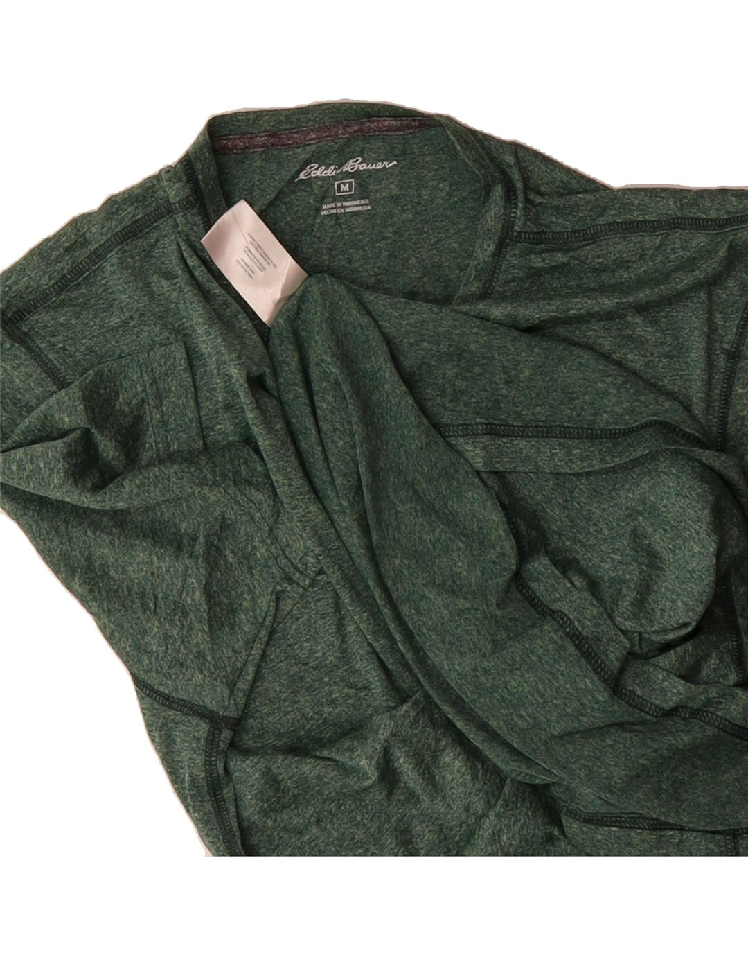 EDDIE BAUER Mens T-Shirt Top Medium Green Flecked Polyester Vintage Eddie Bauer and Second-Hand Eddie Bauer from Messina Hembry 