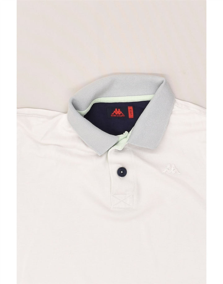 KAPPA Mens Polo Shirt Large White Cotton | Vintage Kappa | Thrift | Second-Hand Kappa | Used Clothing | Messina Hembry 