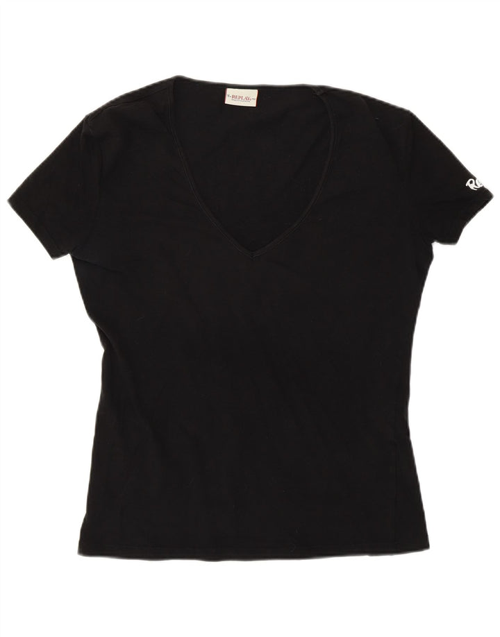 REPLAY Camiseta gráfica para mujer Top UK 40 XL Negro