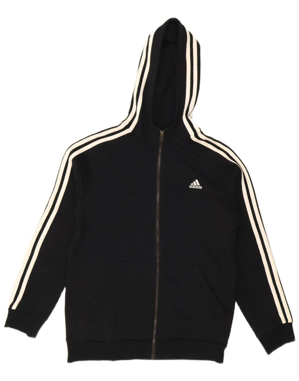 Adidas - Sudadera con capucha y cremallera para niños, 13-14 años, algodón negro