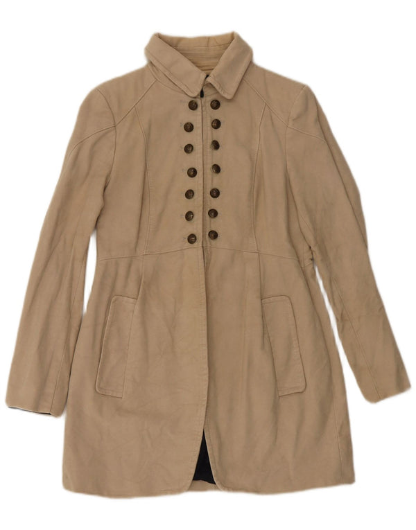 Zara Mujer Abrigo UK 44 Grande Algodón Beige