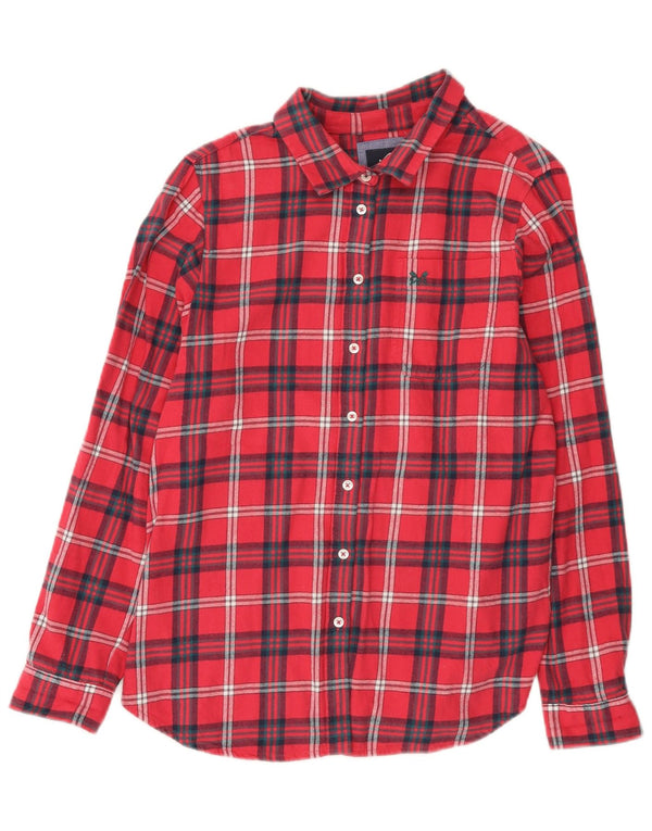 Crew Clothing Camisa de franela de ajuste relajado para mujer UK 40 Medium Red Check