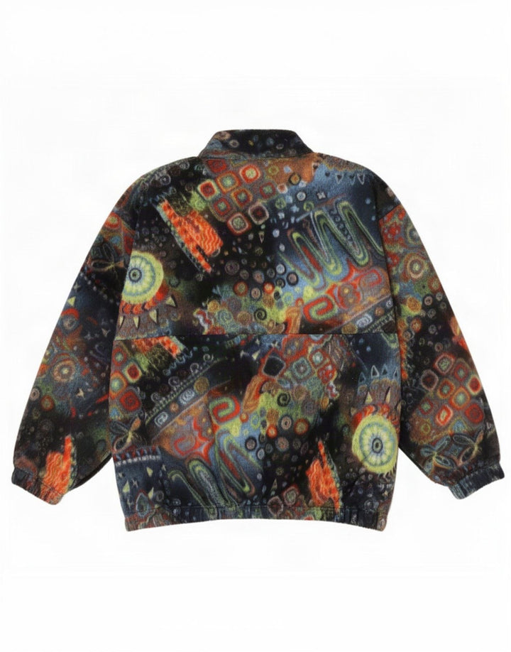 Vintage hombres patrón abstracto cremallera cuello polar jersey grande multicolor