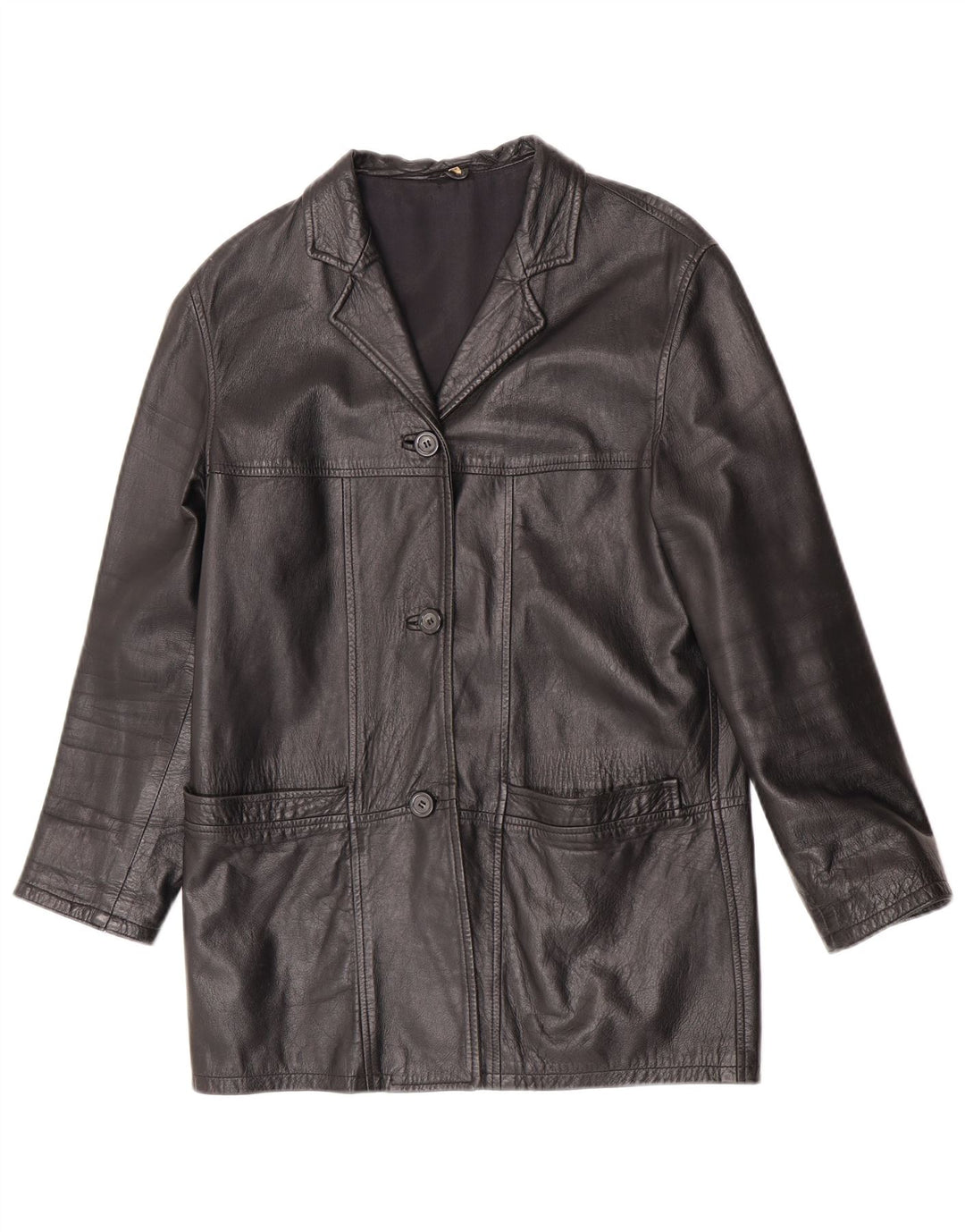 Chaqueta de cuero vintage para mujer IT 42 Cuero negro medio