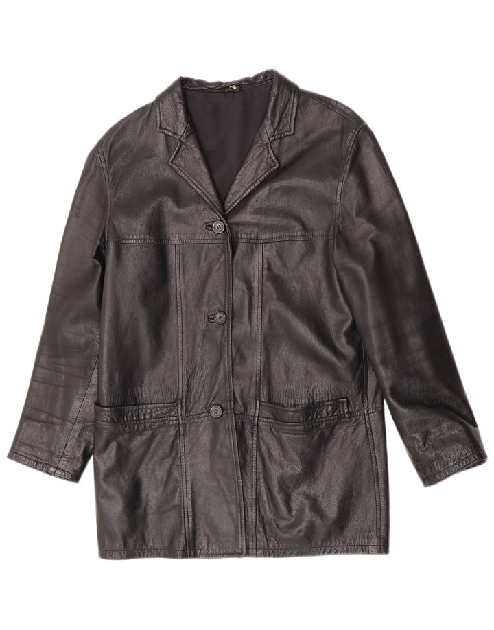 Chaqueta de cuero vintage para mujer IT 42 Cuero negro medio