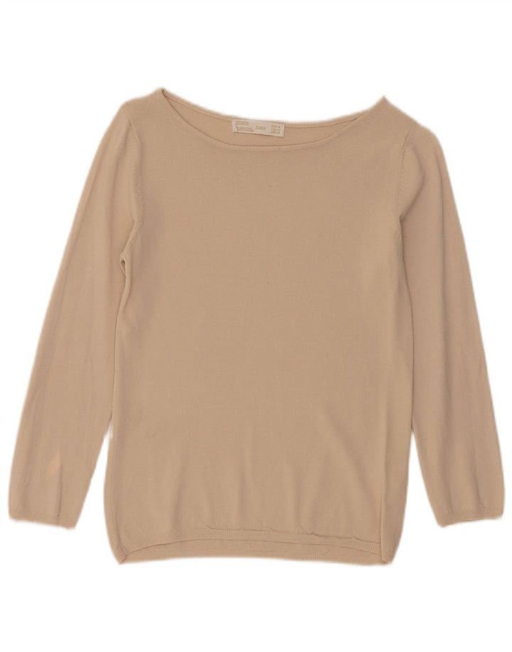 Zara Mujer Blusa Top UK 42 Medio Beige