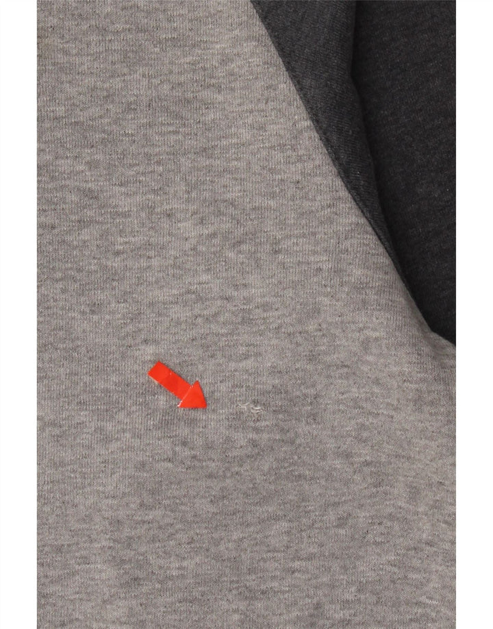 Adidas Hombre Zip Sudadera Con Capucha Suéter Gris Medio Algodón Moteado