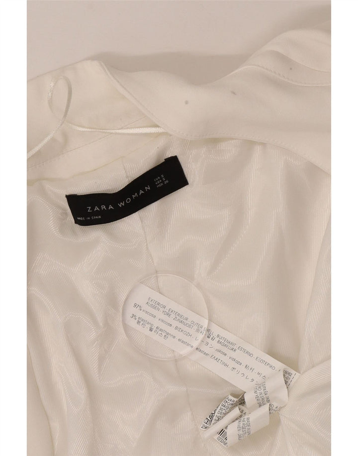 Zara Mujer Chaqueta Americana Abierta De Gran Tamaño UK 10 Small White