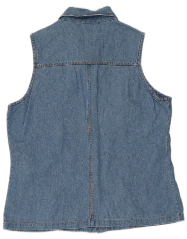 Y Camisa Vaquera Sin Mangas Para Mujer IT 46 Grande Azul Algodón