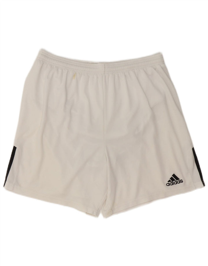 Adidas - Pantalones cortos deportivos para hombre, talla grande, color blanco, poliéster