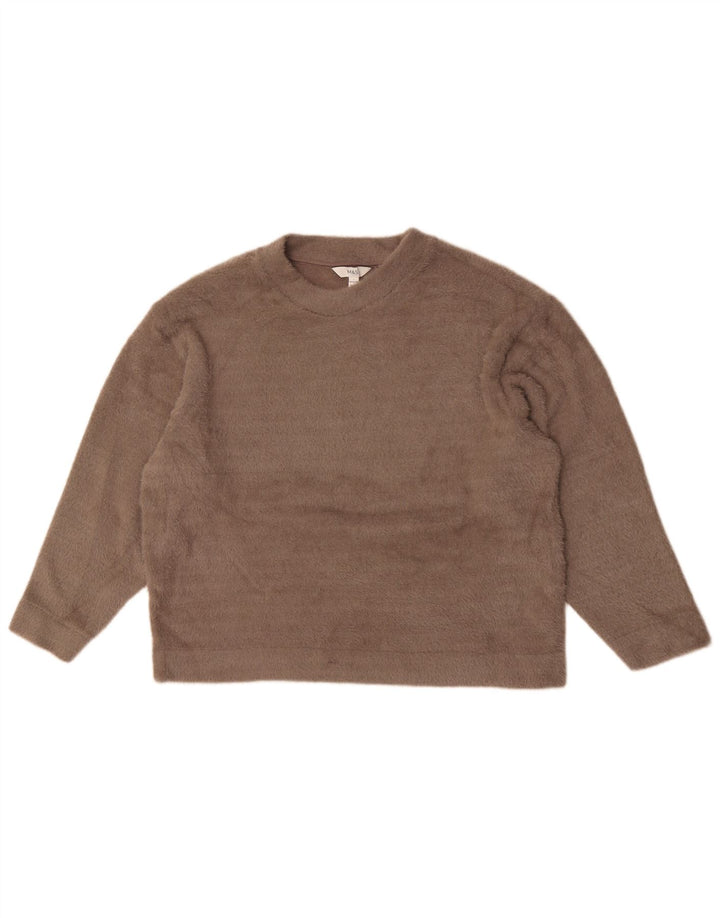 Marks & Spencer Jersey extragrande con cuello redondo para mujer, talla 40, color beige