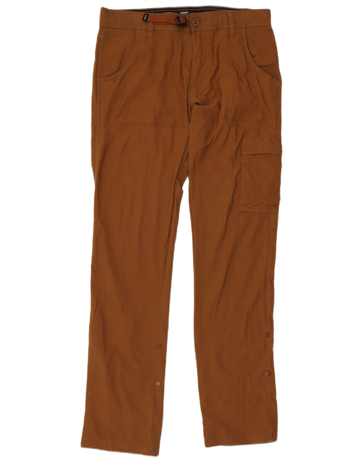 Prana Hombre Slim Fit Pantalones Cargo W31 L32 Nylon Marrón