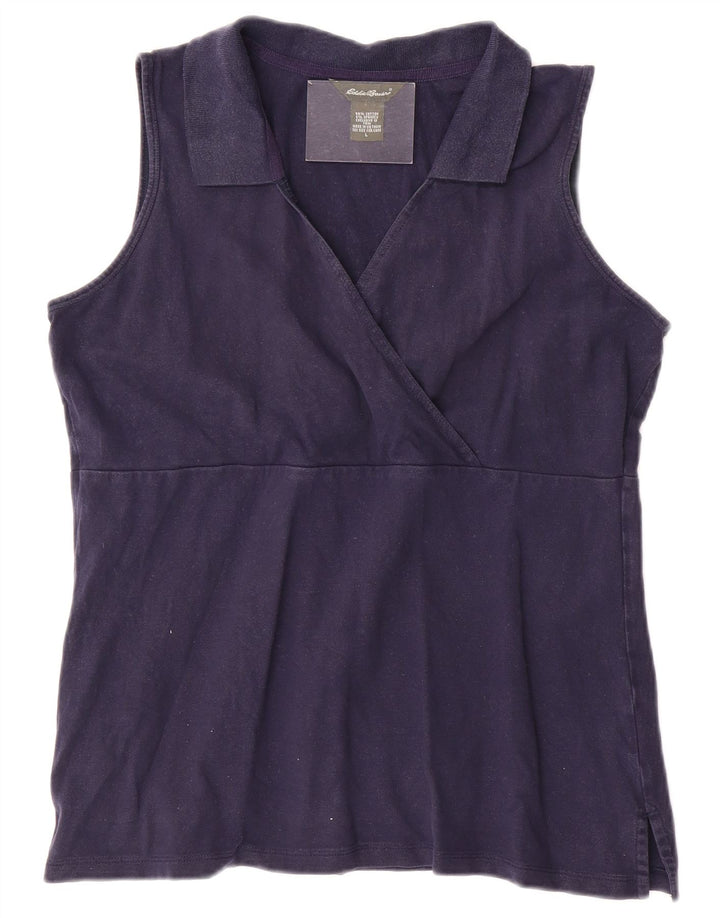 Eddie Bauer Blusa sin mangas para mujer UK 40 Grande Algodón azul marino