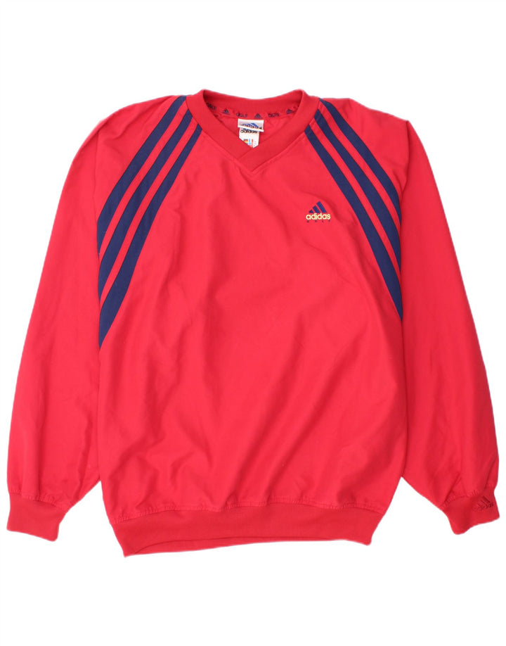 ADIDAS Hombre Jersey Chándal Top UK 40/42 Medio Rojo Poliéster