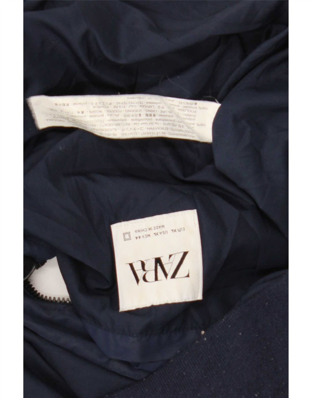 Zara Hombre Cazadora Bomber UK 42 XL Azul Marino Poliéster