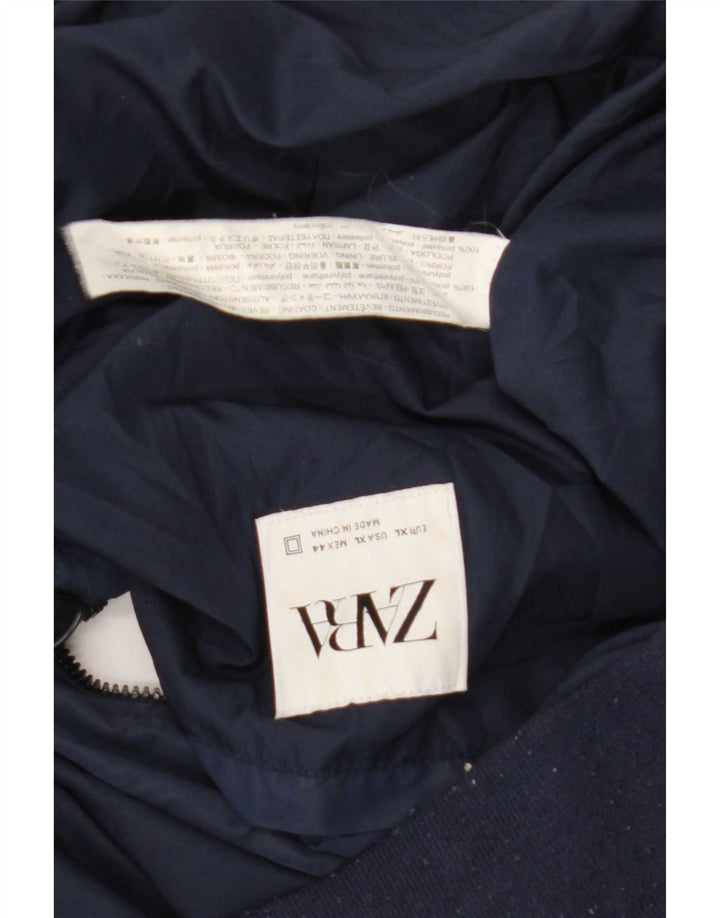 Zara Hombre Cazadora Bomber UK 42 XL Azul Marino Poliéster
