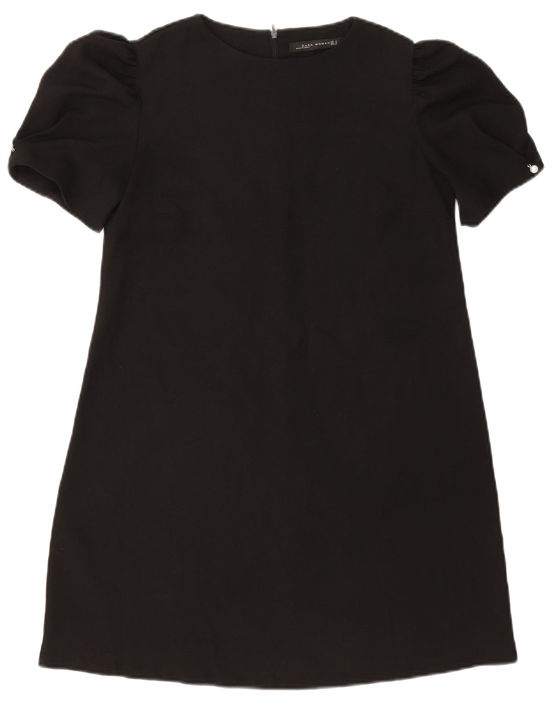 Zara Vestido Acampanado para Mujer UK 42 Mediano Poliéster Negro