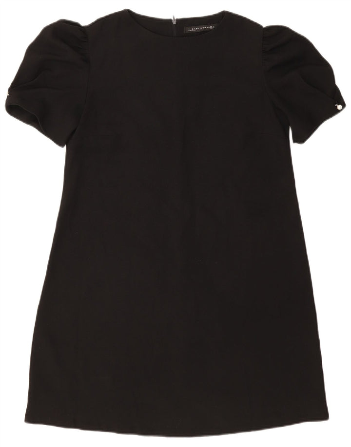 Zara Vestido Acampanado para Mujer UK 42 Mediano Poliéster Negro