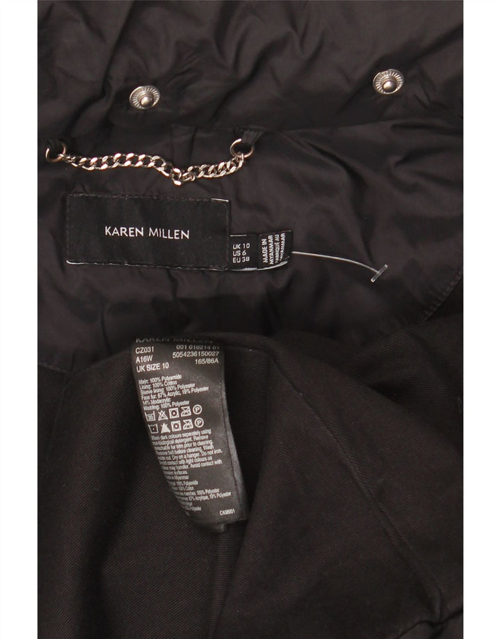 Karen Millen Abrigo acolchado para hombre UK 10 Small Poliamida negra