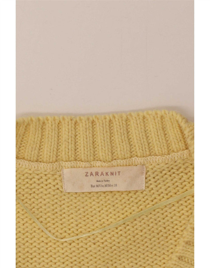 Zara - Jersey con cuello en V para mujer, talla 40, color amarillo mediano