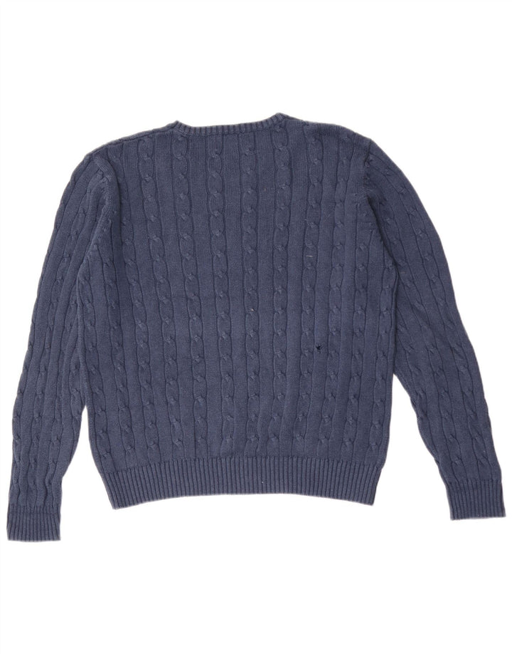Marks & Spencer Jersey de cuello redondo azul Harbor para hombre, talla grande, azul marino