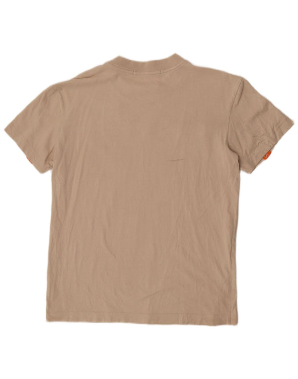 Calvin Klein Jeans Hombre Camiseta Gráfica Top Grande Beige Colorblock Algodón
