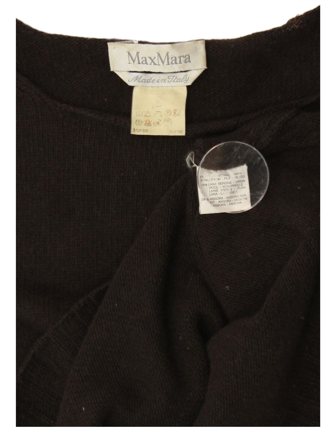Max Mara - Jersey corto con cuello redondo para mujer, talla 40, color marrón medio