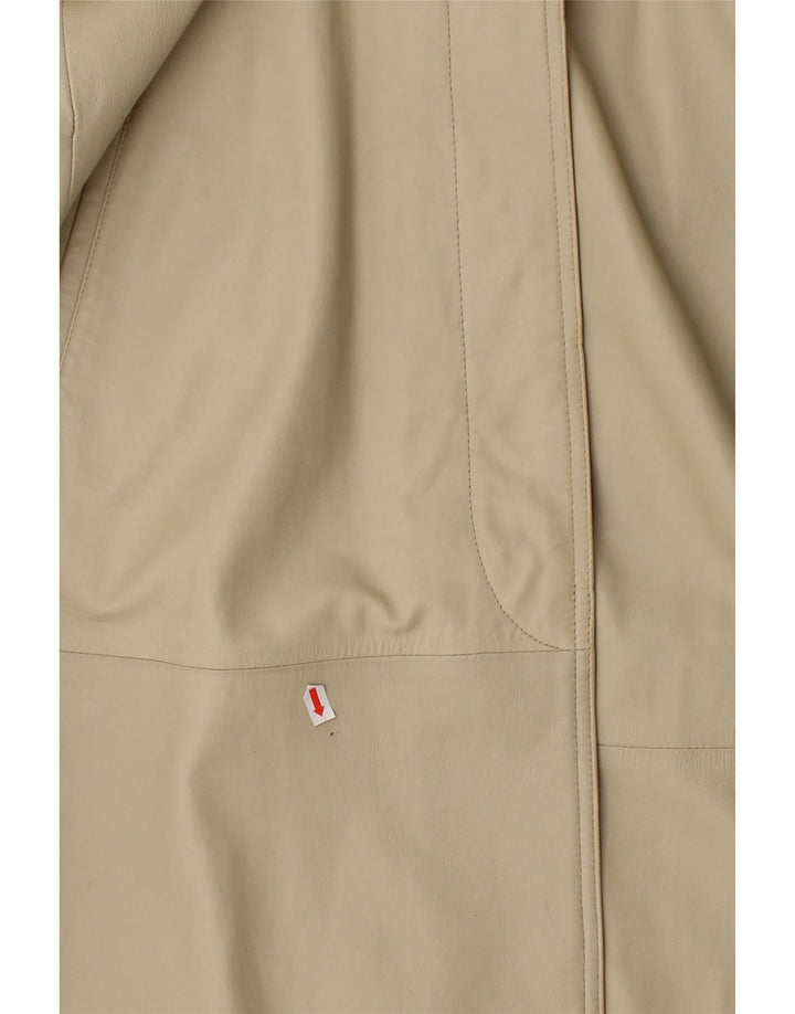 VINTAGE Abrigo de cuero para mujer Reino Unido 18 XL Beige