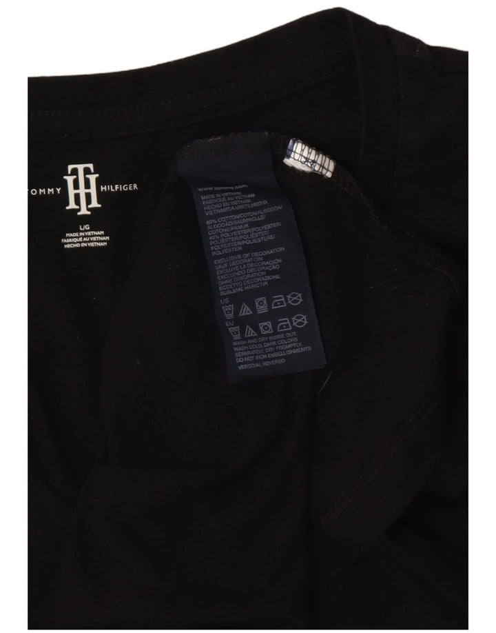 TOMMY HILFIGER Camiseta gráfica para mujer Top UK 44 Grande Algodón negro