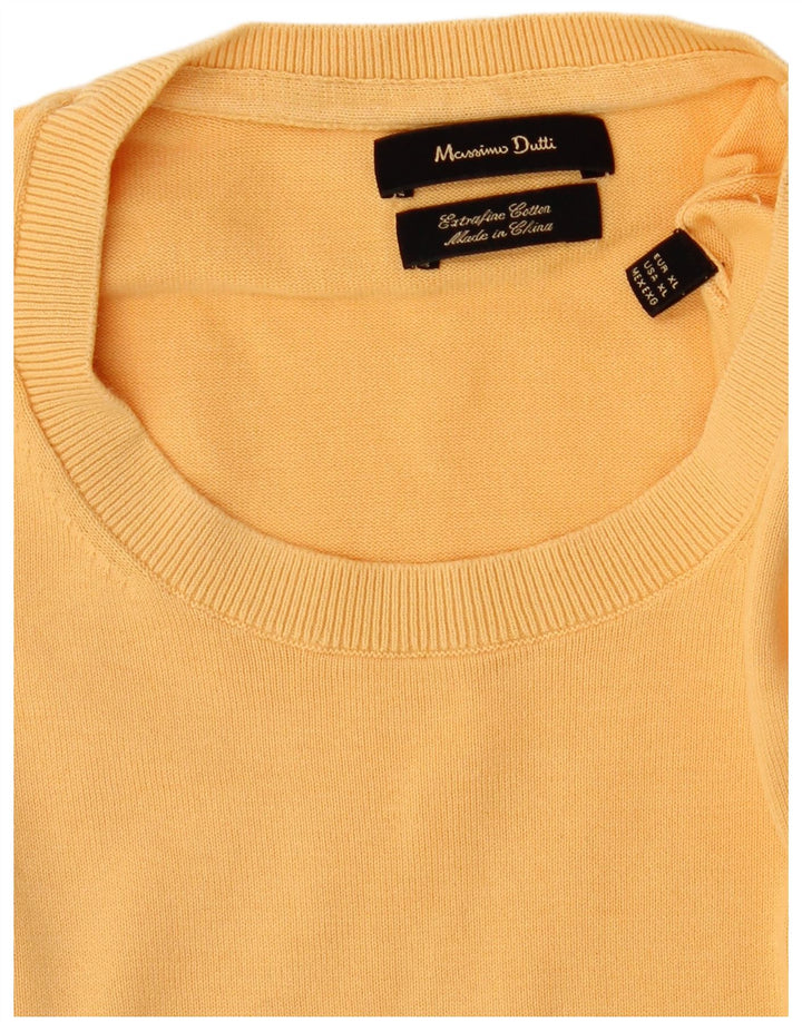 MASSIMO DUTTI Mens Crew Neck Jumper Sweater XL Yellow Cotton