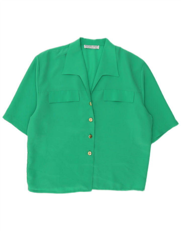 Marcello Cioni Blusa de manga corta para mujer IT 44 Verde medio