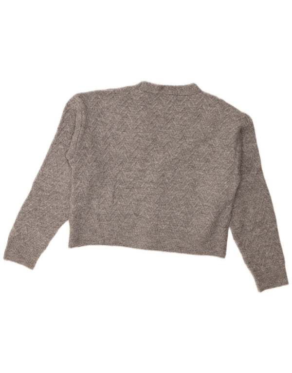 Zara Mujer Crop Cardigan Suéter UK 44 Acrílico Gris Medio