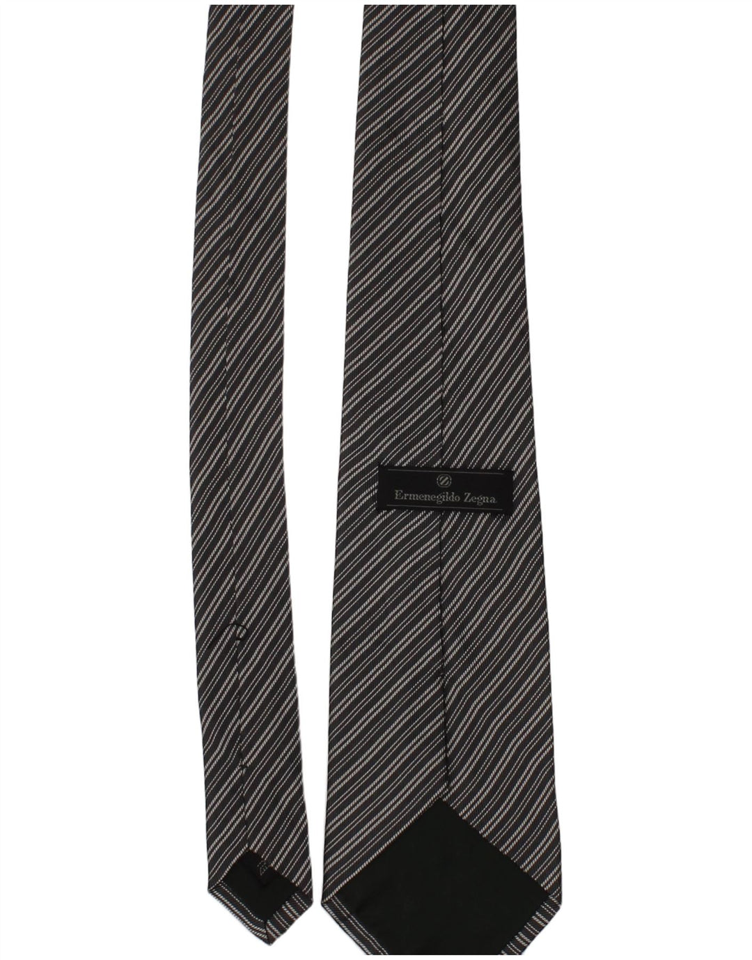 ERMENEGILDO ZEGNA Mens Tie One Size Black Striped Silk Classic