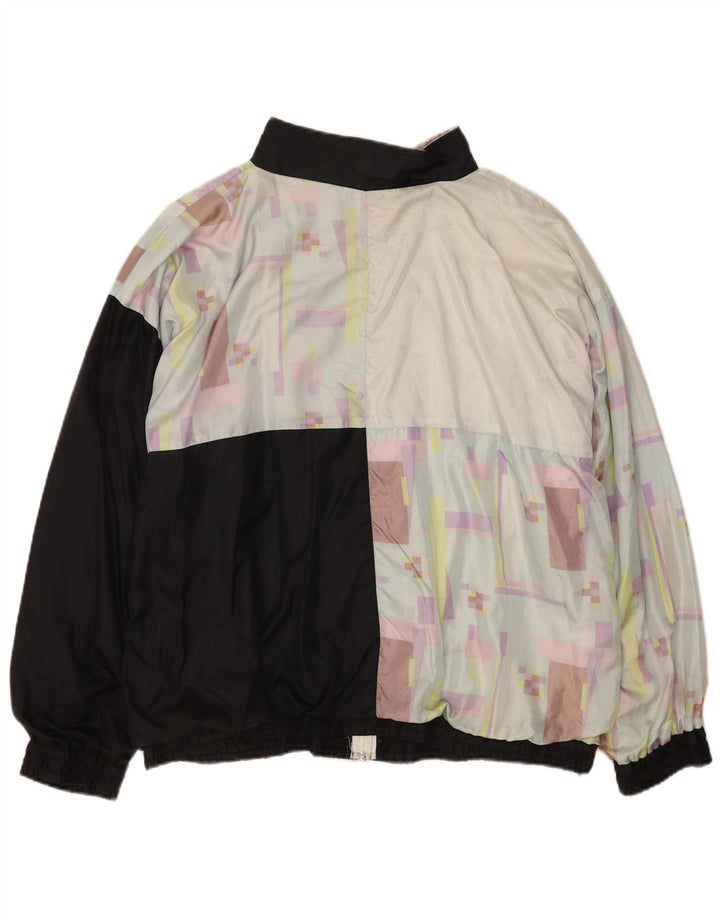 Vintage hombres chándal top chaqueta grande negro geométrico