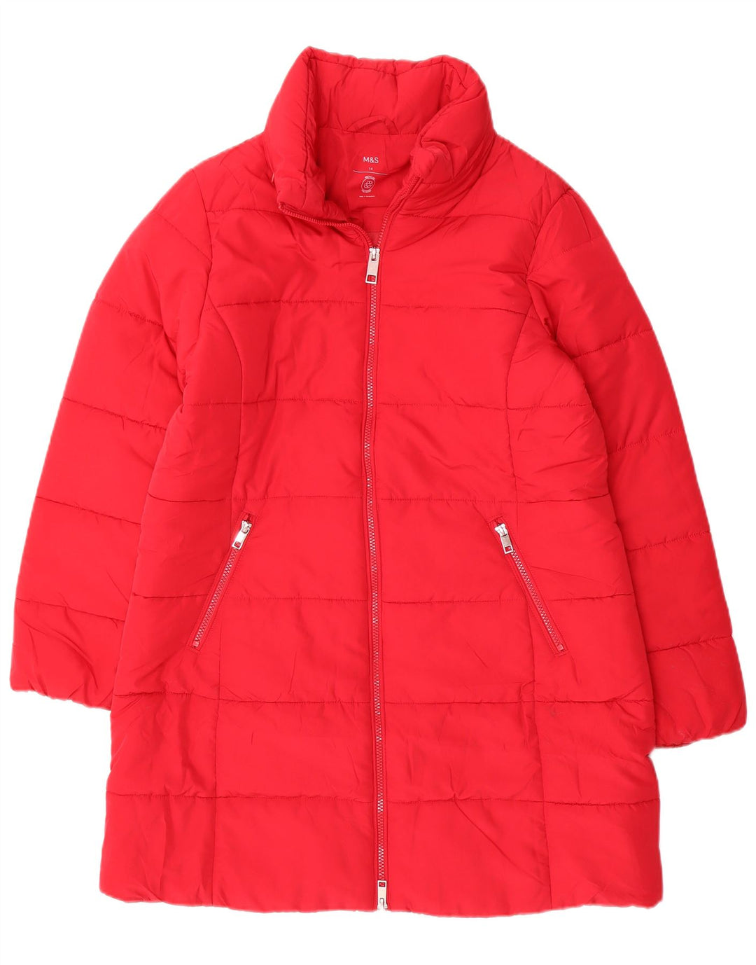 Marks & Spencer Abrigo acolchado para mujer UK 44 Grande Poliéster rojo