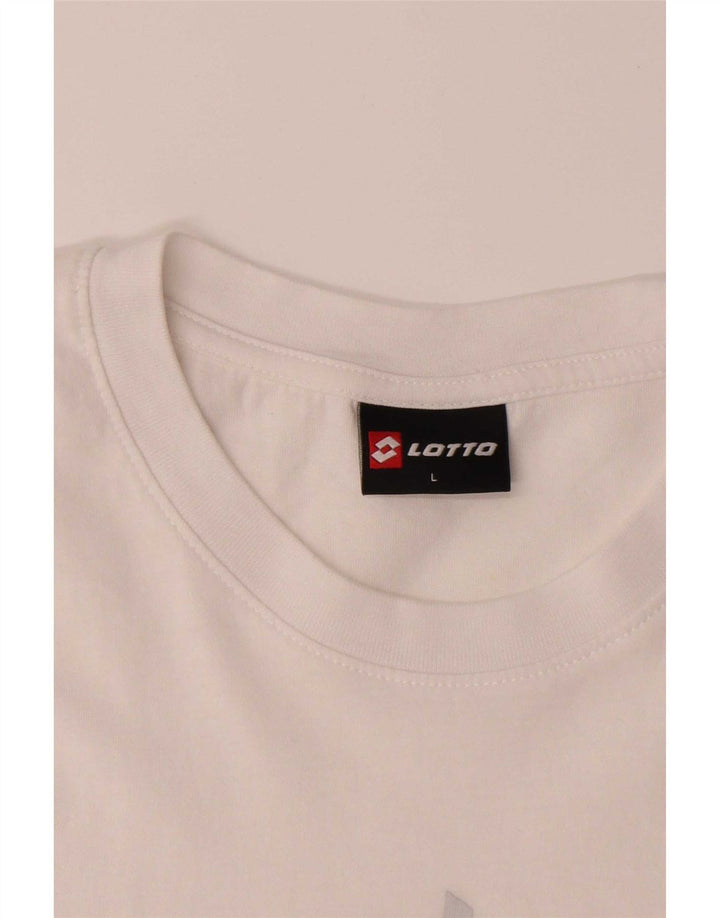 Lotto - Camiseta gráfica para hombre, talla grande, algodón blanco