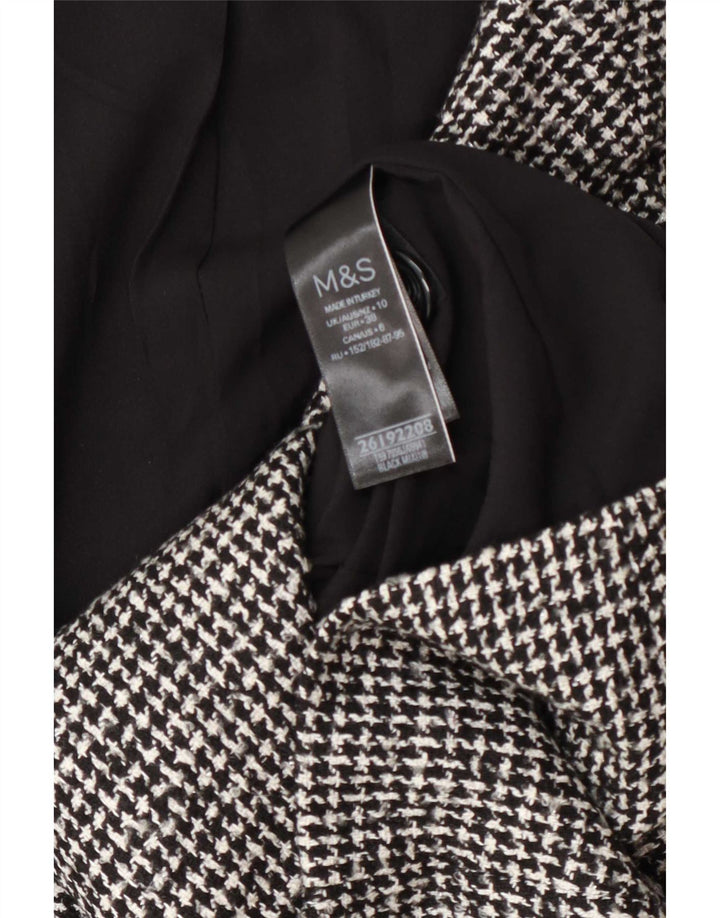 Marks & Spencer Chaqueta tipo blazer de 2 botones para mujer UK 10 Small Black Houndstooth