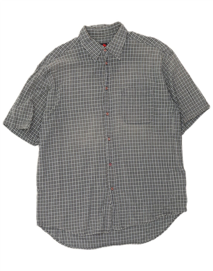 Kappa Camisa Manga Corta Hombre XL Gris Cuadros Algodón