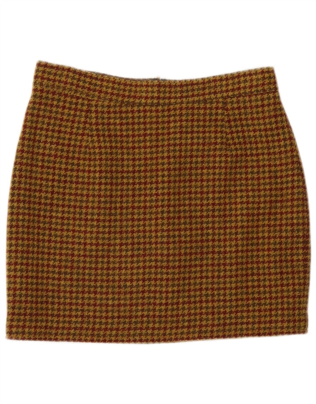 Minifalda vintage para mujer IT 46 Grande W30 Lana de pata de gallo marrón