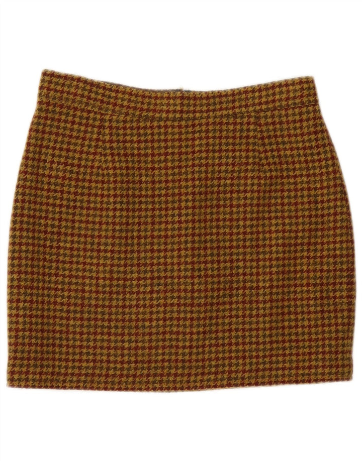 Minifalda vintage para mujer IT 46 Grande W30 Lana de pata de gallo marrón