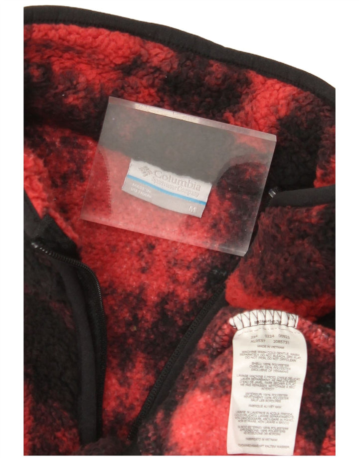COLUMBIA Jersey polar con cremallera y cuello para mujer UK 44 Poliéster a cuadros rojos medianos