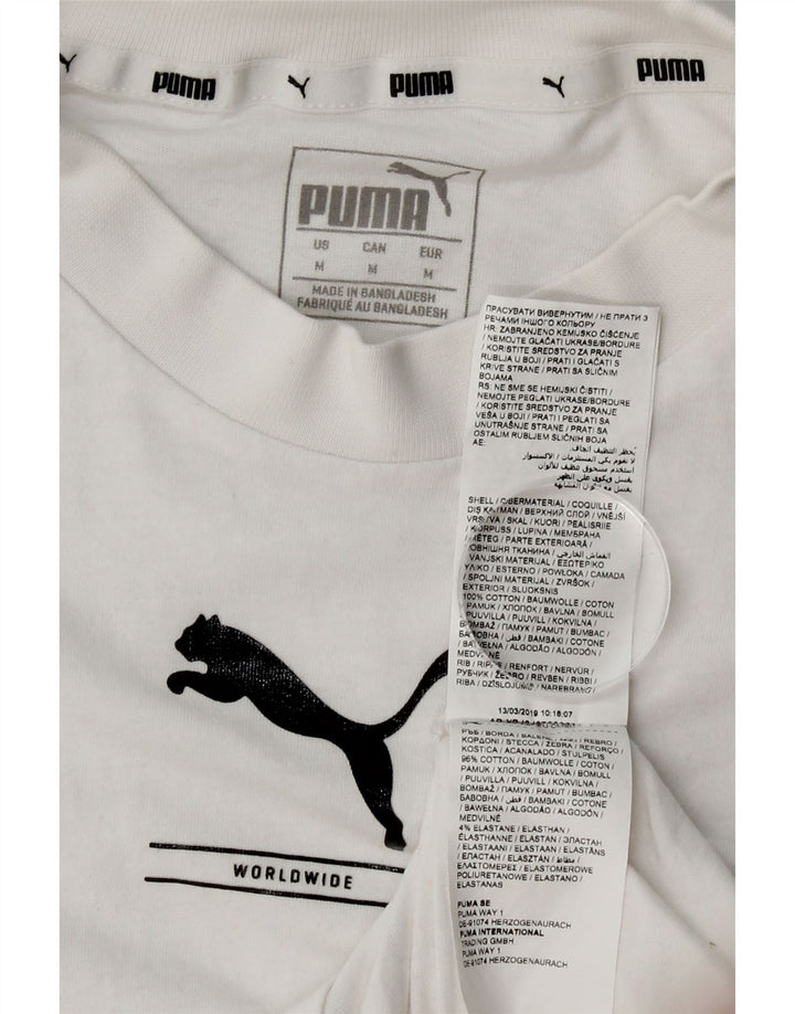 PUMA Womens Graphic T-Shirt Top UK 14 Medium White Cotton Vintage Puma and Second-Hand Puma from Messina Hembry 
