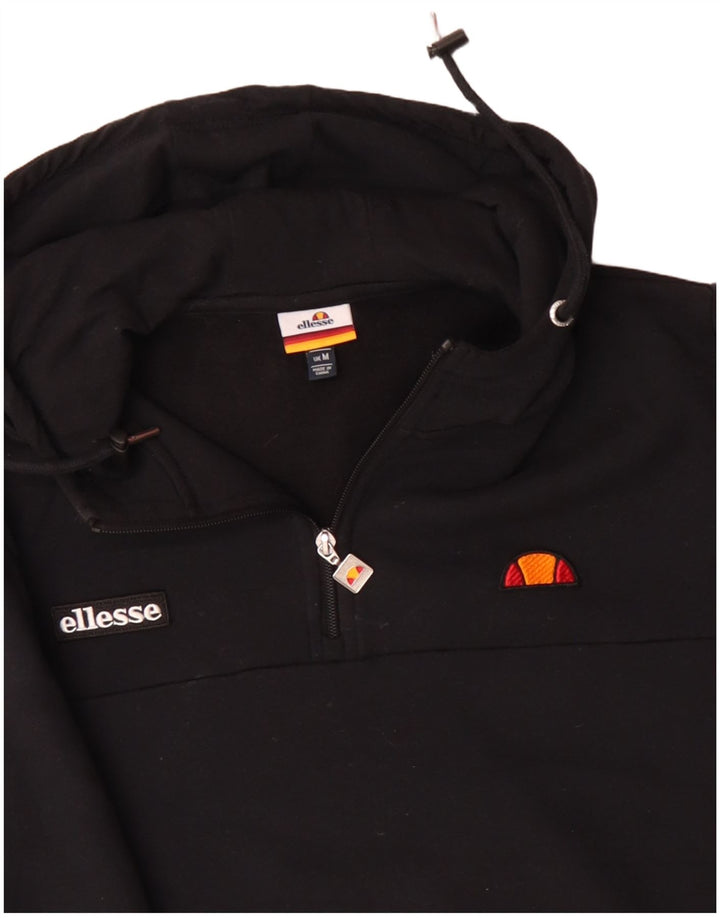 ELLESSE Jersey con capucha y cuello con cremallera para hombre Algodón negro mediano