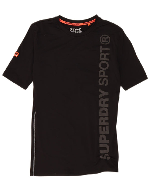 Superdry Camiseta con gráfico de ajuste atlético para hombre Top deportivo de poliéster negro pequeño