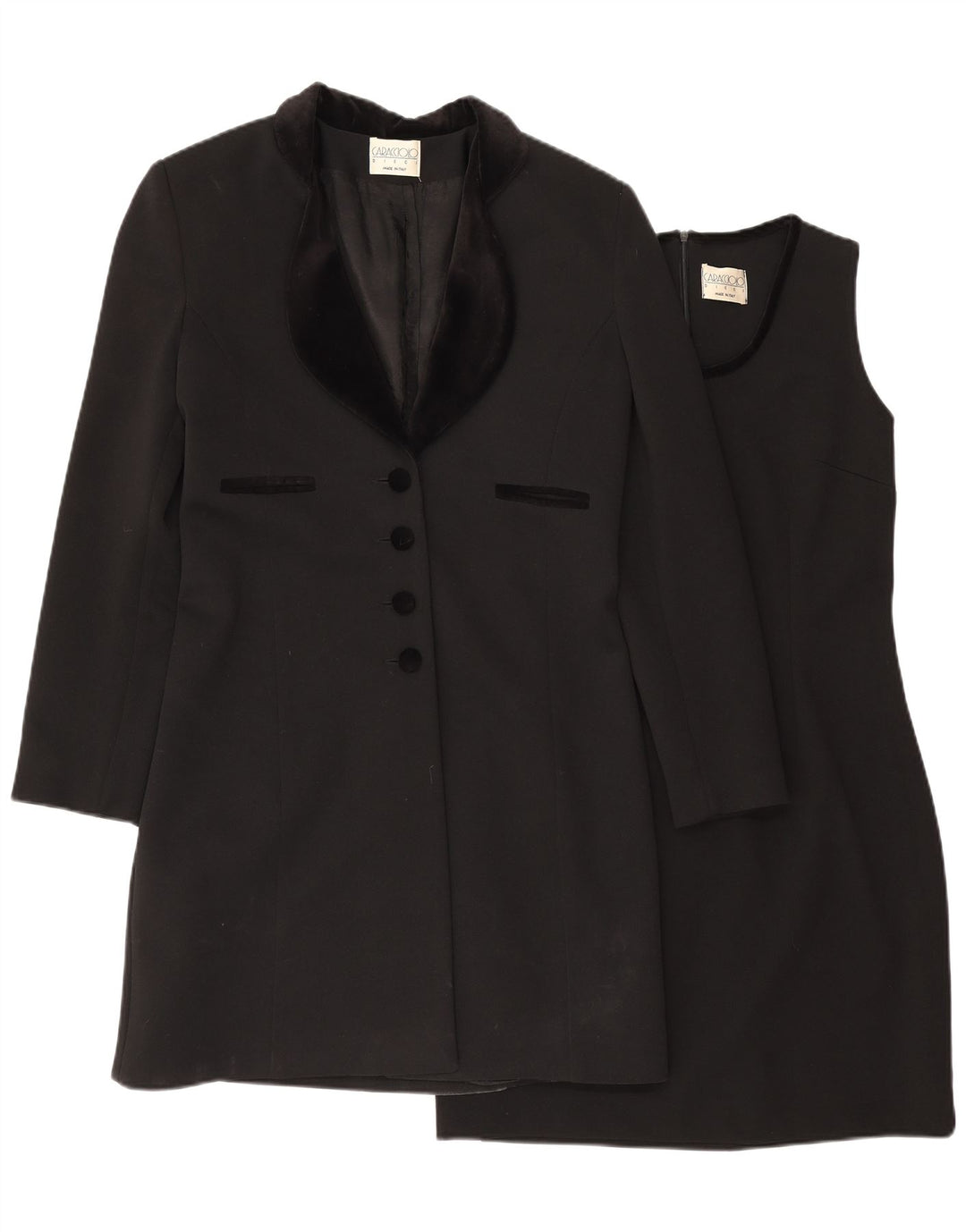 Caracciolo Conjunto de 2 piezas de 4 botones para mujer IT 44 Poliéster negro mediano