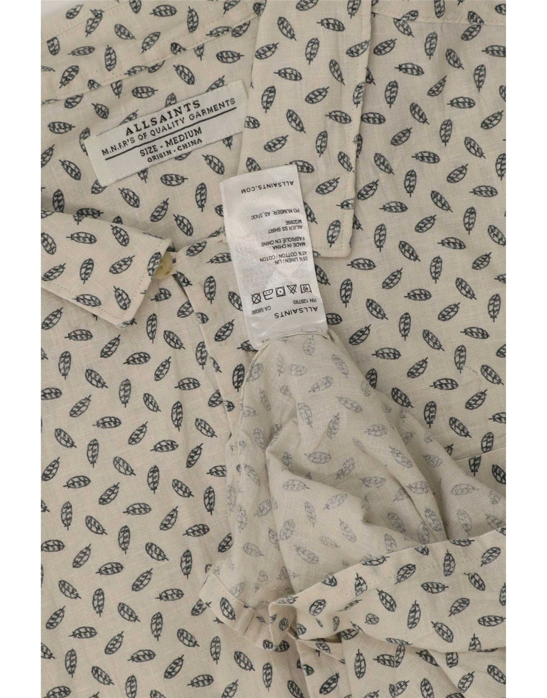 All Saints Camisa De Manga Corta Para Hombre Medium Off White Spotted