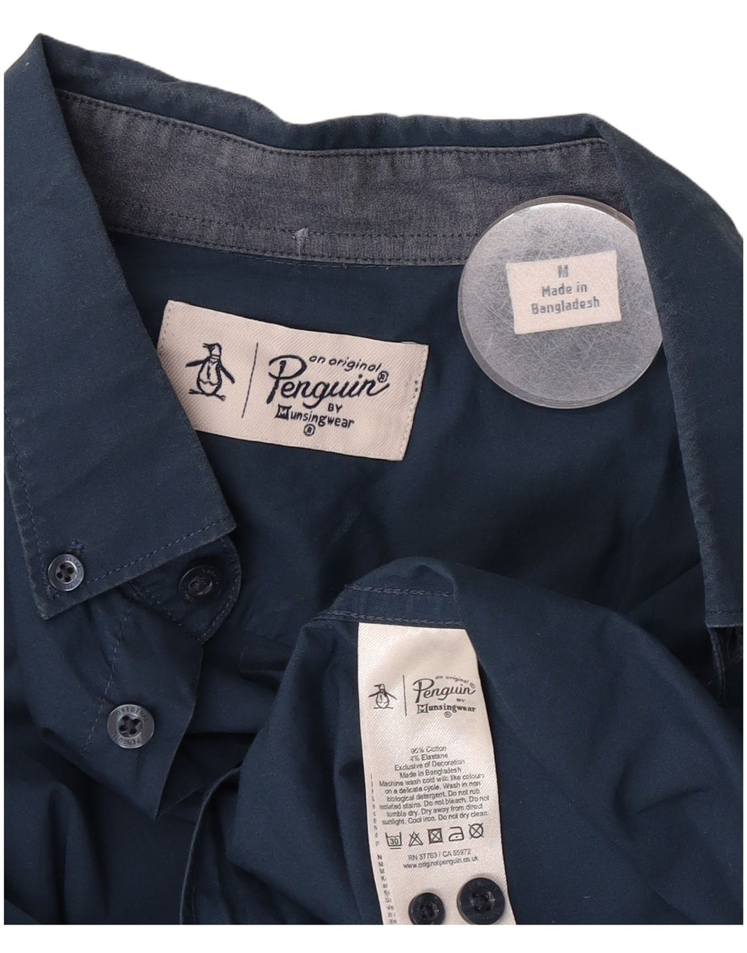Camisa Penguin Hombre Algodón Azul Medio
