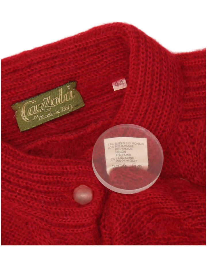 Vintage mujer Cardigan suéter IT 44 Medio Rojo Mohair