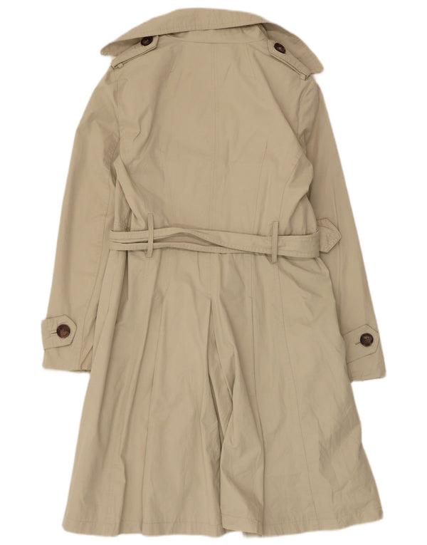 Zara Mujer Gabardina De Doble Botonadura UK 44 Grande Poliéster Beige